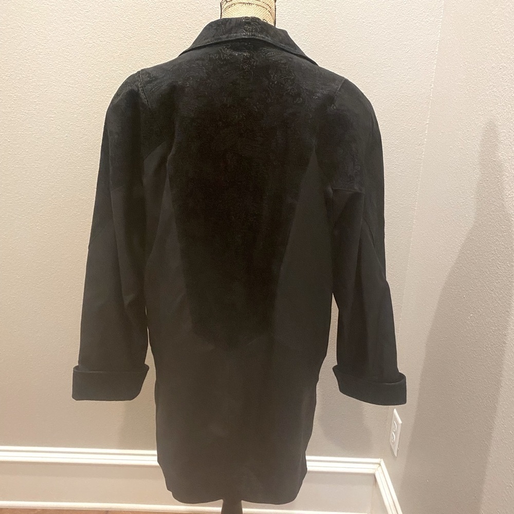 Wilsons Vintage Black Embossed Leather Jacket Coat S M - Picture 4 of 11